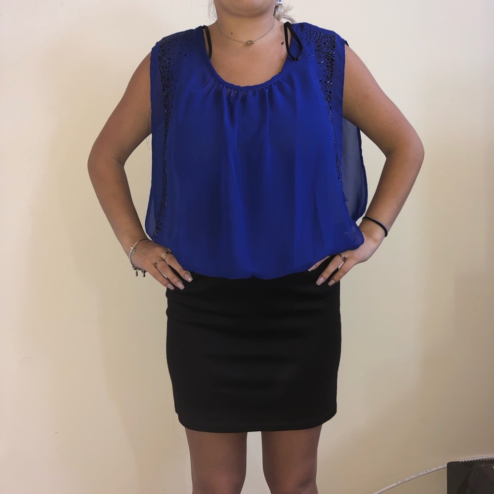 Formal Dress - pencil skirt bottom w/ blue blouse